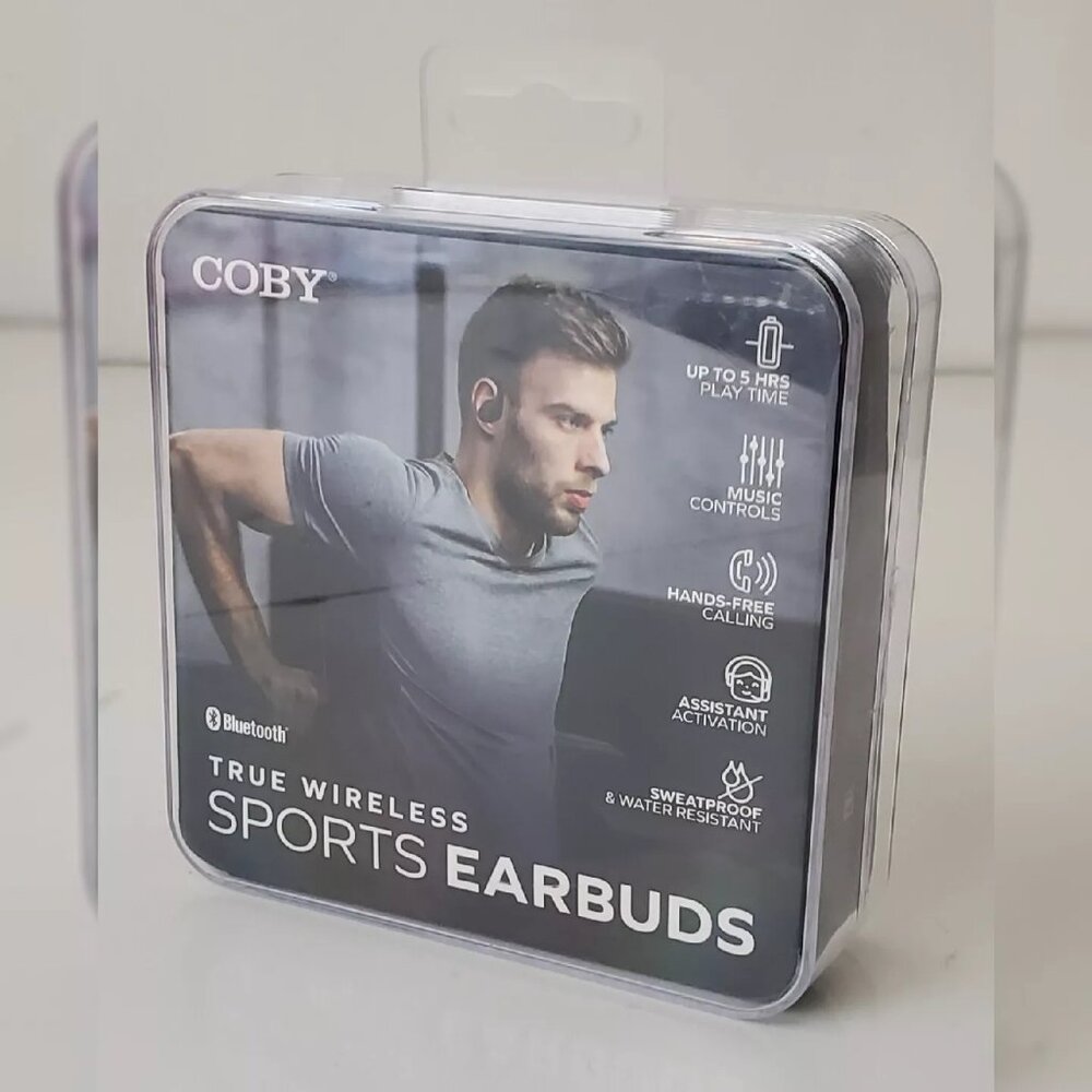 COBY TRUE WIRELESS SPORTS EARBUDS 2024 BLUETOOTH BLACK
